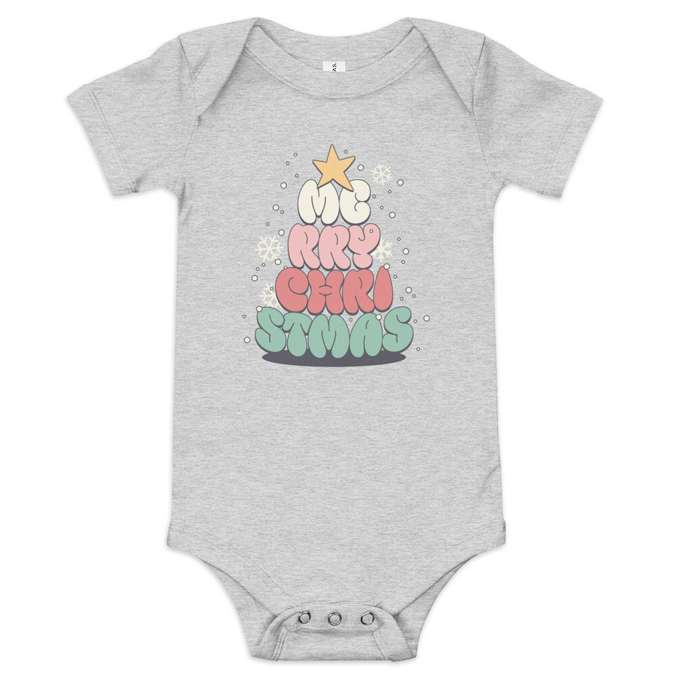 Cartoony Christmas Tree Baby Short Sleeve One Piece
