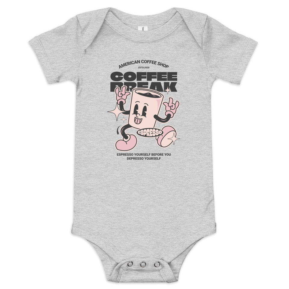 Coffee Break Mascot Baby Short Sleeve One Piece