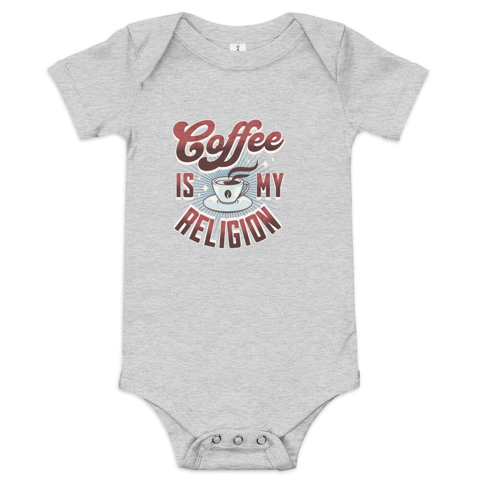 Coffee is my Religion - Funny Baby Short Sleeve One Piece