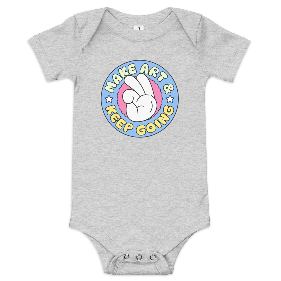 Colorful Fun Retro Style Badge Baby Short Sleeve One Piece
