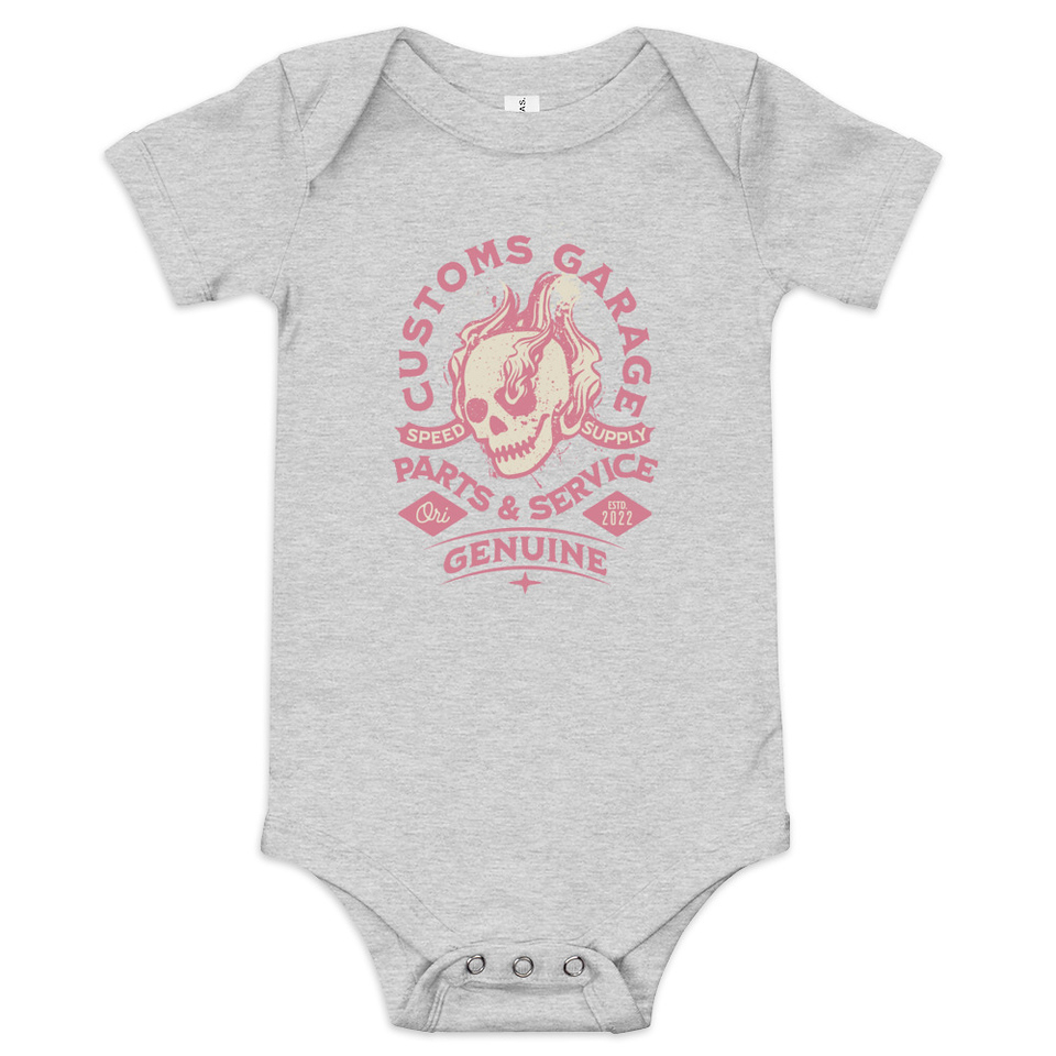 Customs Garage - Flaming Skull Baby Short Sleeve One Piece