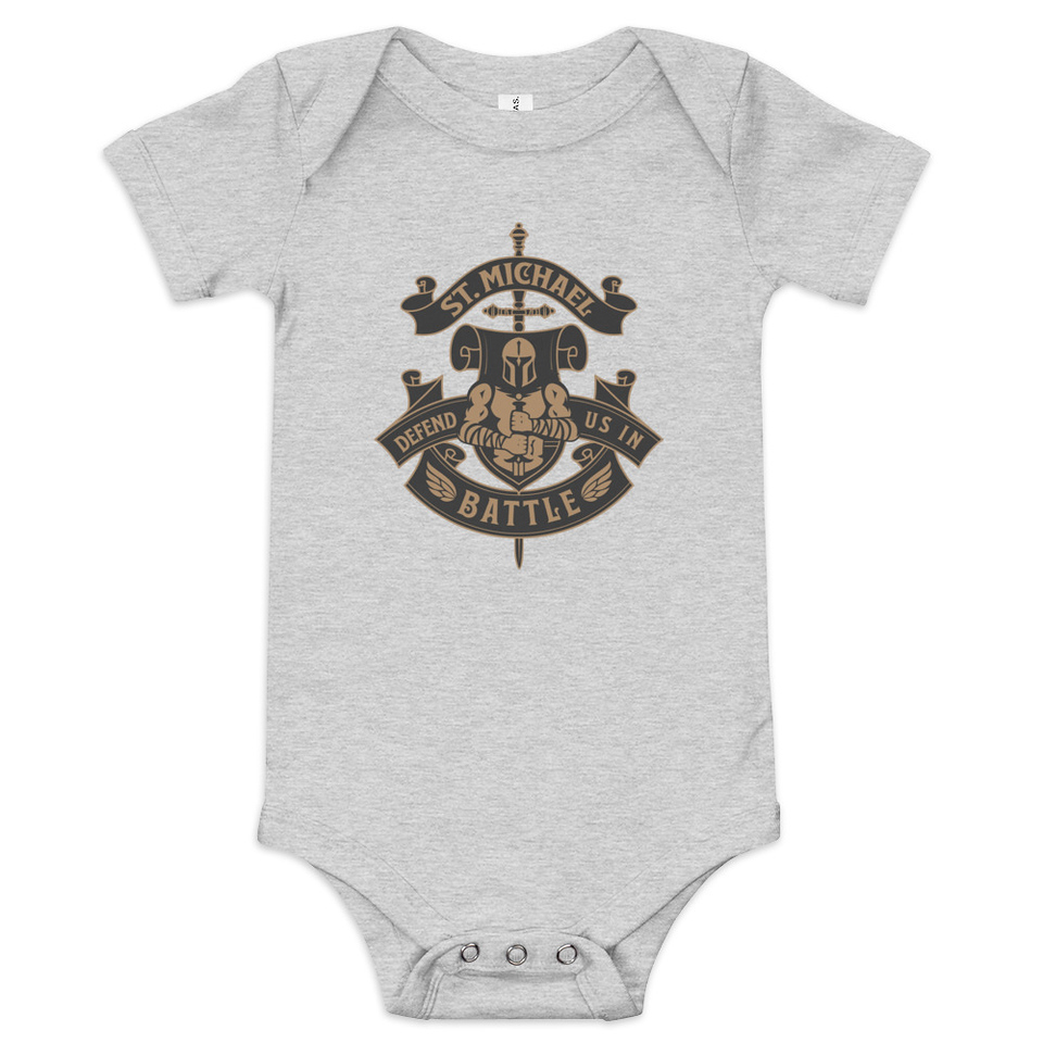 Defend us in battle - Knight with sword Baby Short Sleeve One Piece