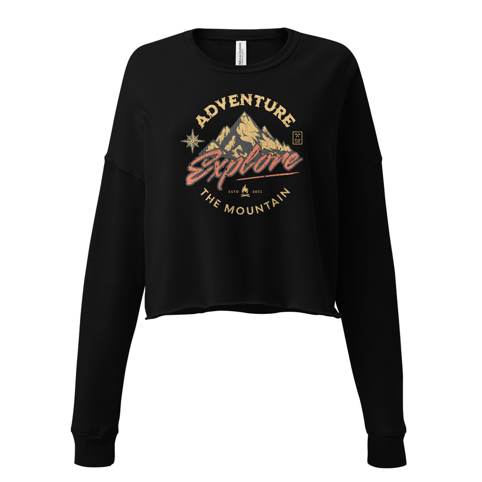 Adventure Explore The Mountain Women's Cropped Sweatshirt