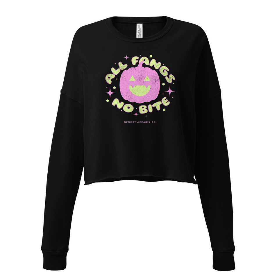 All Fangs No Bite - Halloween Women's Cropped Sweatshirt