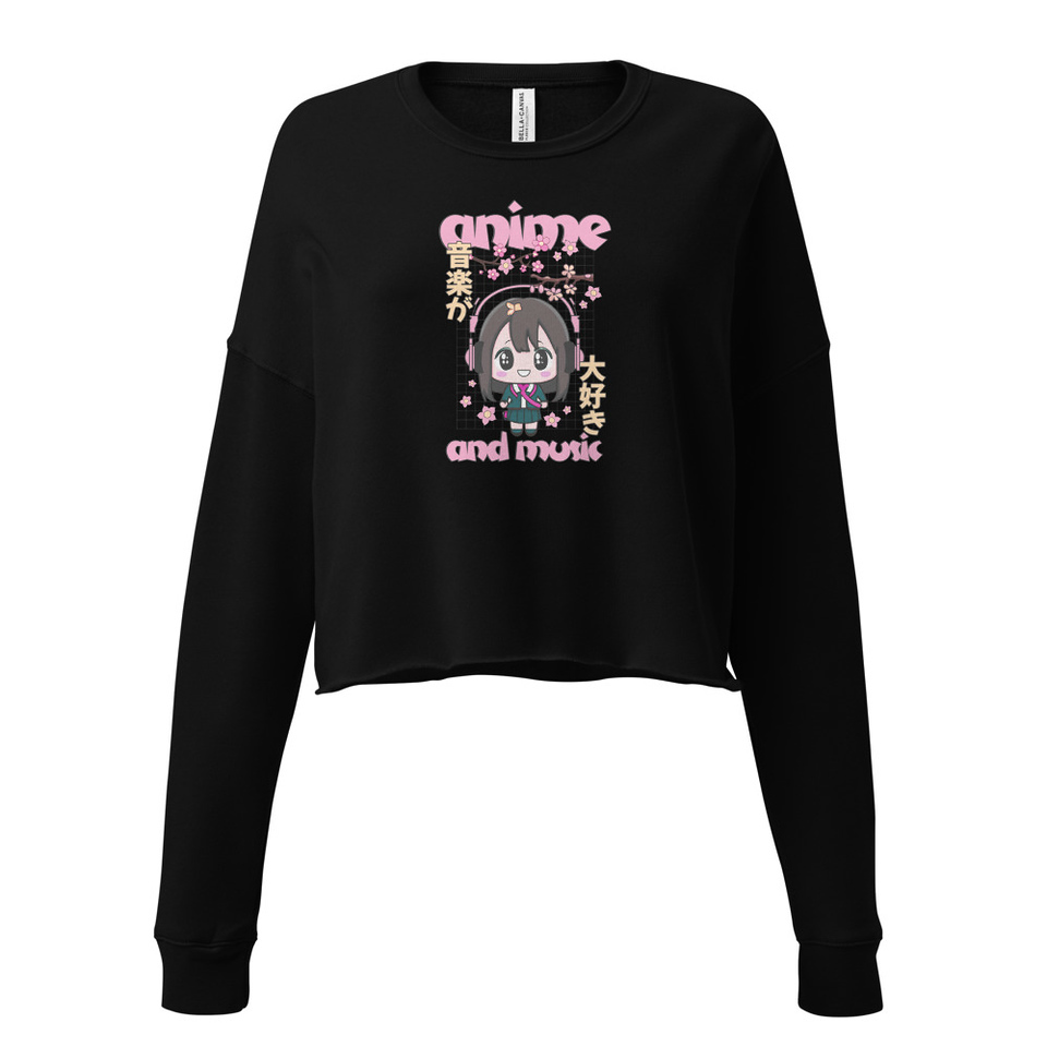 Anime and Music Women's Cropped Sweatshirt