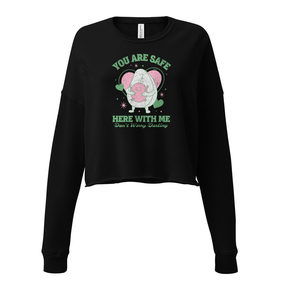 Avo Love - Typographic Cartoon Streetwear Women's Cropped Sweatshirt