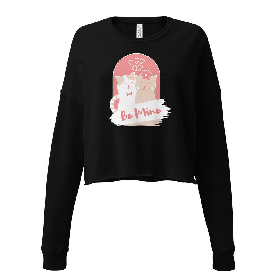 Be Mine - Cute Cat Couple Women's Cropped Sweatshirt