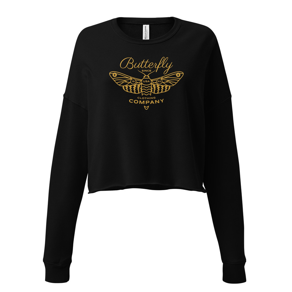 Blue Butterfly - Minimal Women's Cropped Sweatshirt