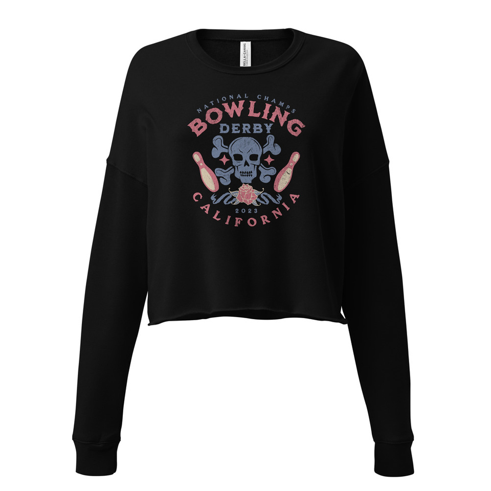 Bowling Derby Champs - Grunge Skull Women's Cropped Sweatshirt