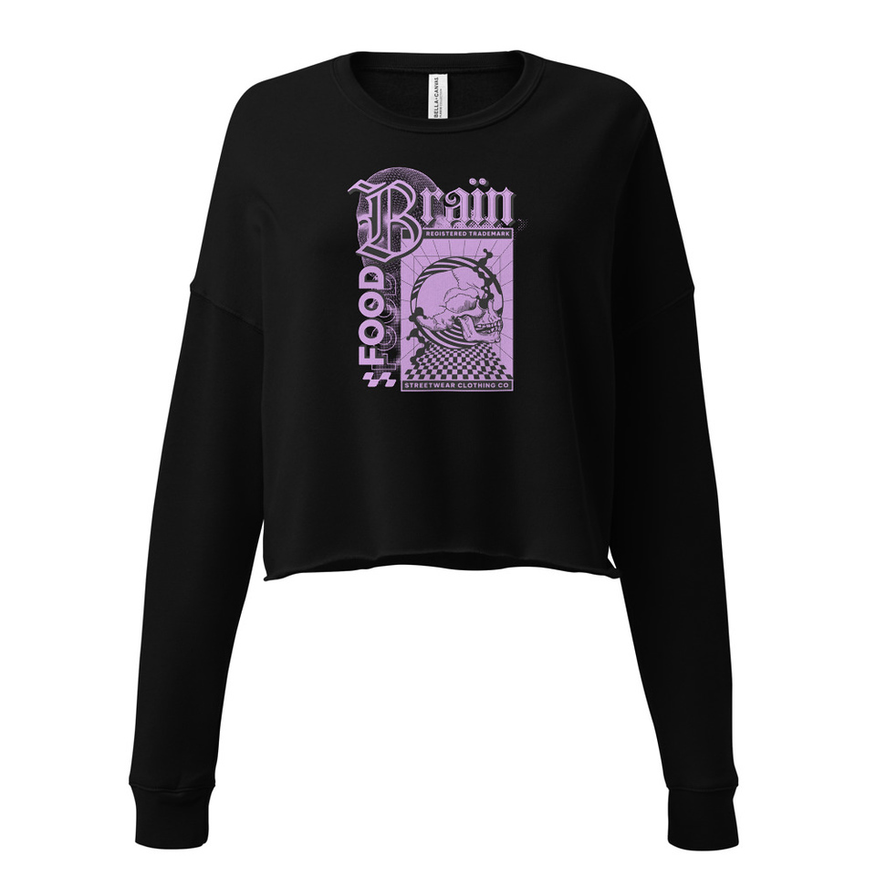 Brain Food - Y2K Skull Streetwear Women's Cropped Sweatshirt