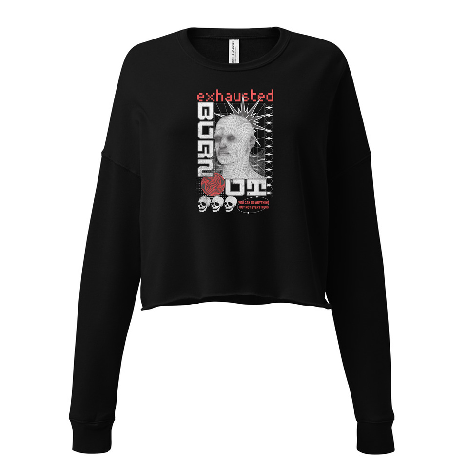 Burn Out - Futuristic 3D Head Women's Cropped Sweatshirt