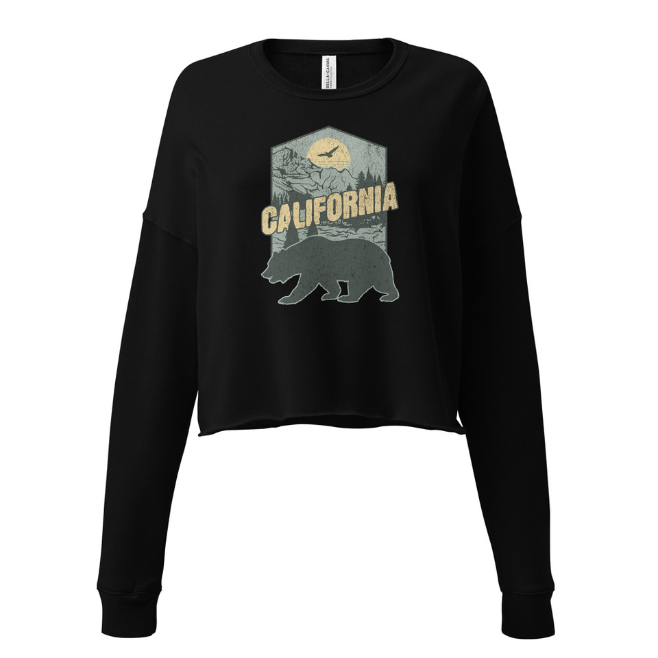 California Bear - Outdoors Wilderness Camping Hiking Women's Cropped Sweatshirt