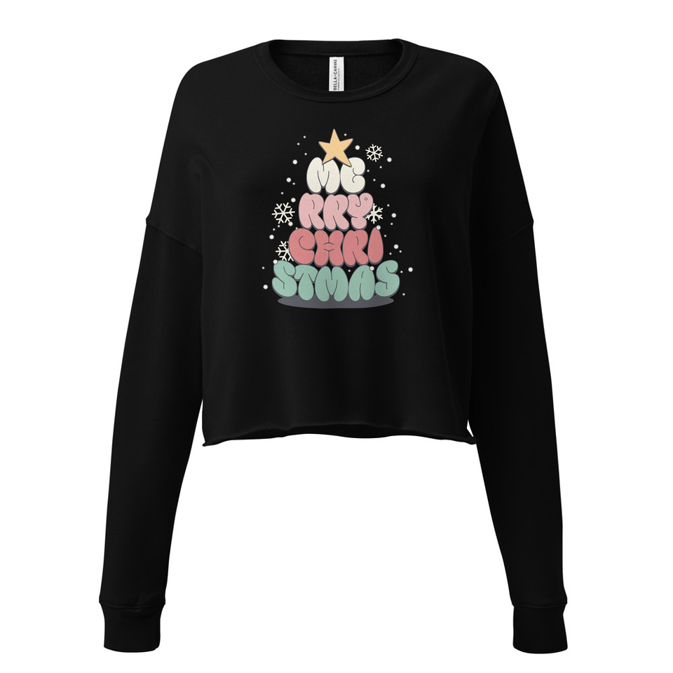 Cartoony Christmas Tree Women's Cropped Sweatshirt