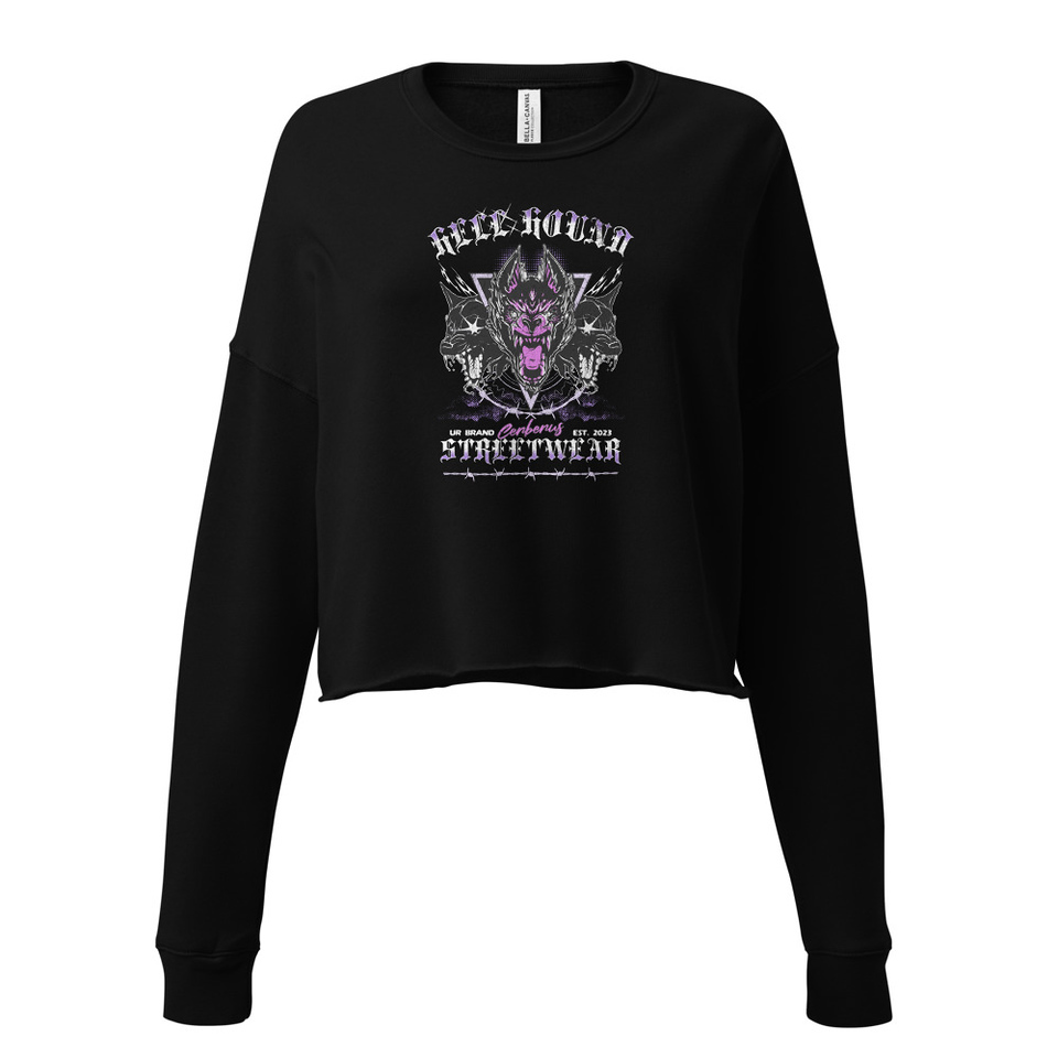 Cerberus Hell Hound Streetwear - Dark Aesthetic Women's Cropped Sweatshirt