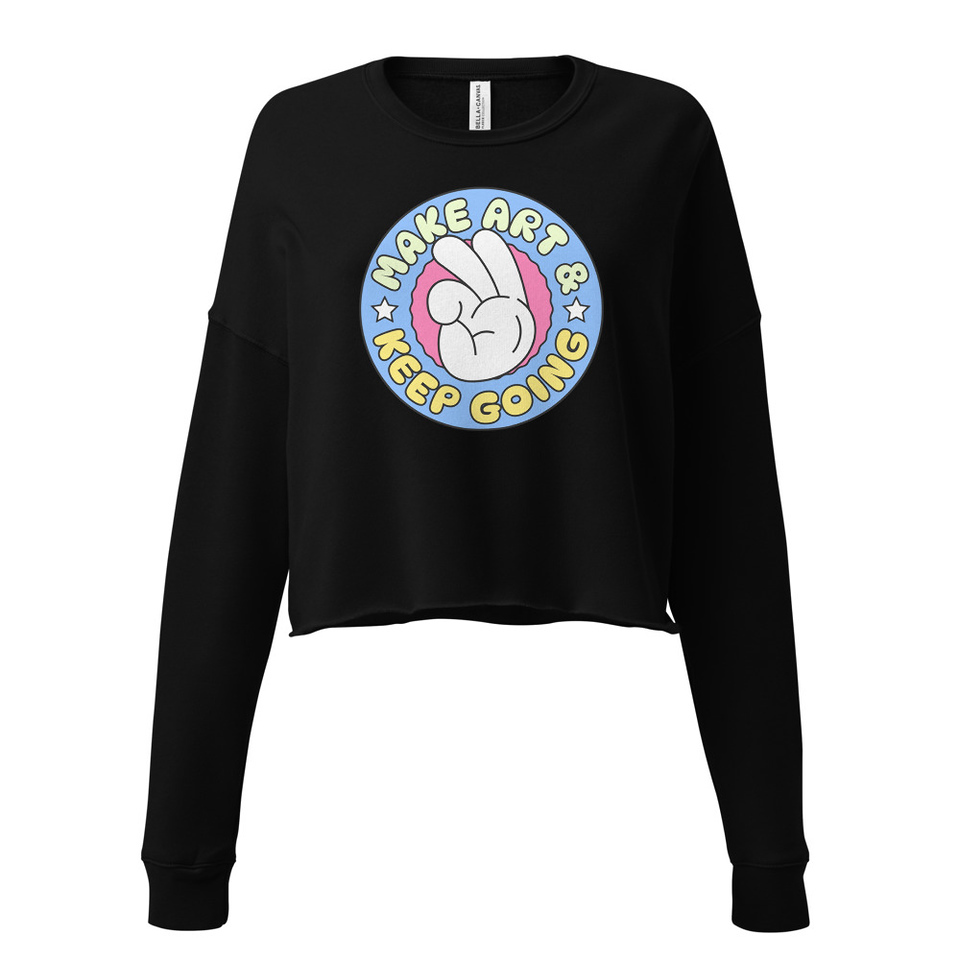 Colorful Fun Retro Style Badge Women's Cropped Sweatshirt