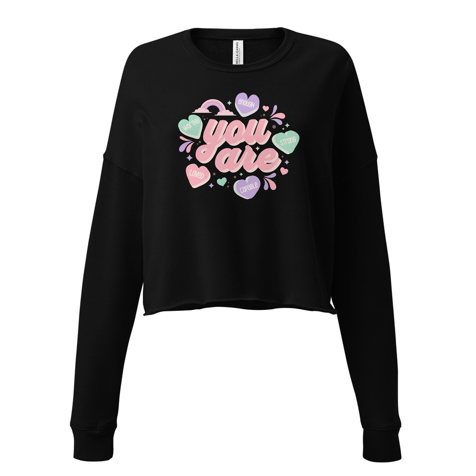 Colorful Self Love Affirmation - Heart Women's Cropped Sweatshirt