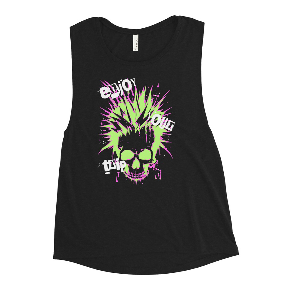 'Enjoy Your Trip' Punk Skull Women's Muscle Tank
