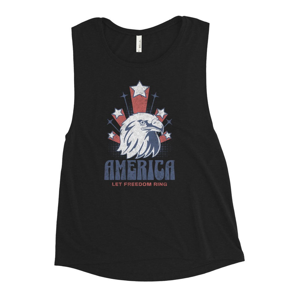 America Women's Muscle Tank
