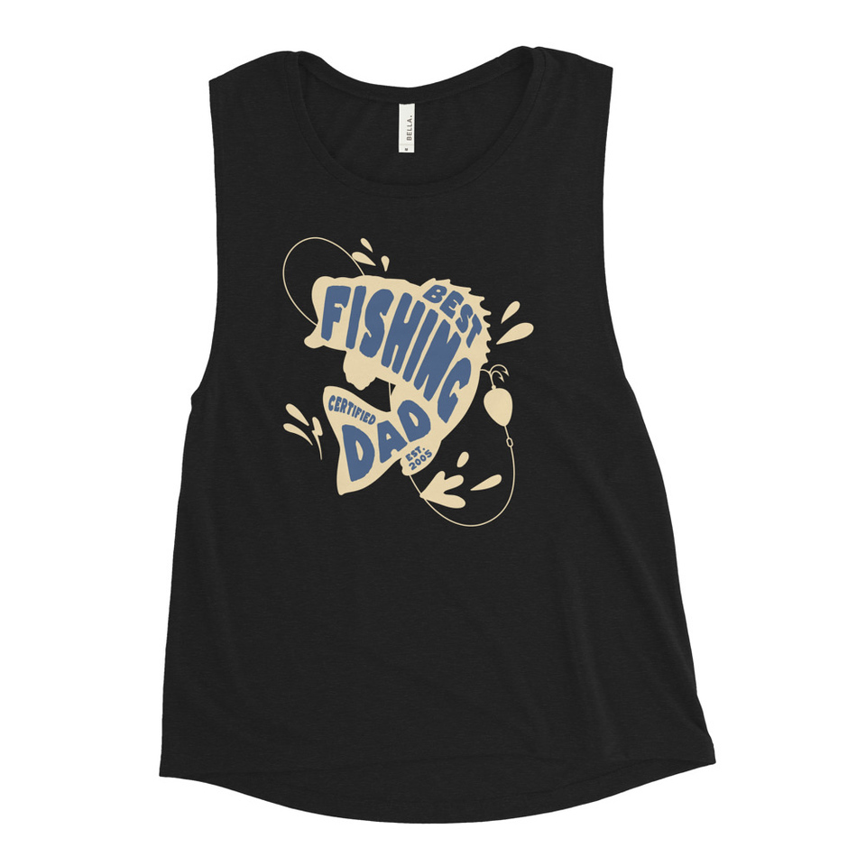 Best Fishing Dad - Typography Women's Muscle Tank