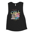 Classic Retro Illustrative Portrait Men Calling Women's Muscle Tank
