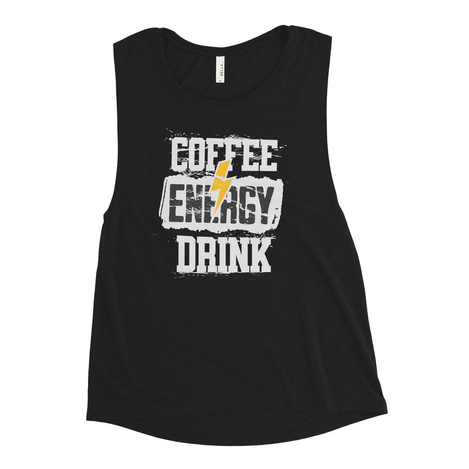 Coffee Energy Drink - Grunge Bolt Women's Muscle Tank
