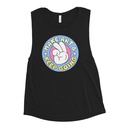 Colorful Fun Retro Style Badge Women's Muscle Tank