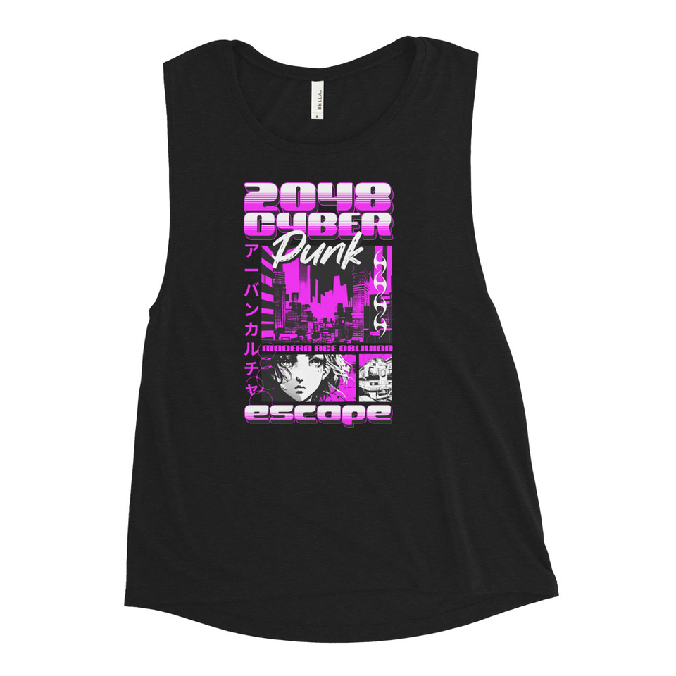 Cyber Punk Escape - Japanese Anime Women's Muscle Tank