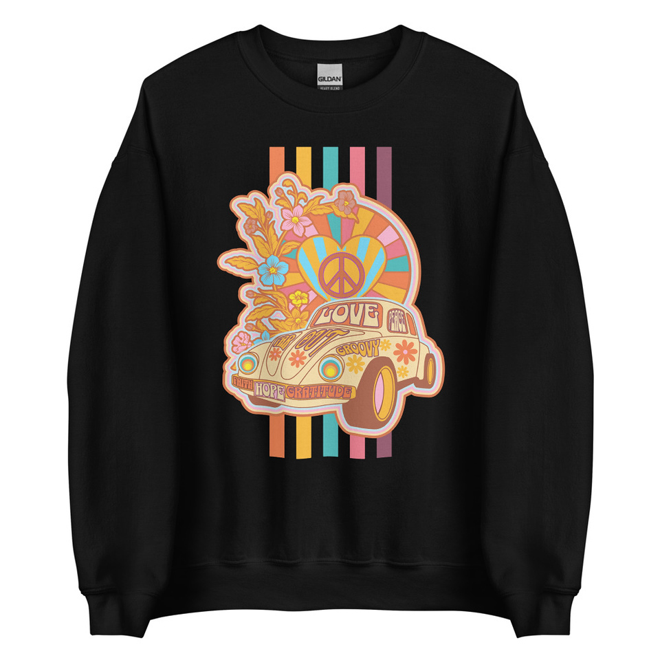 60s flower power Unisex Crew Neck Sweatshirt