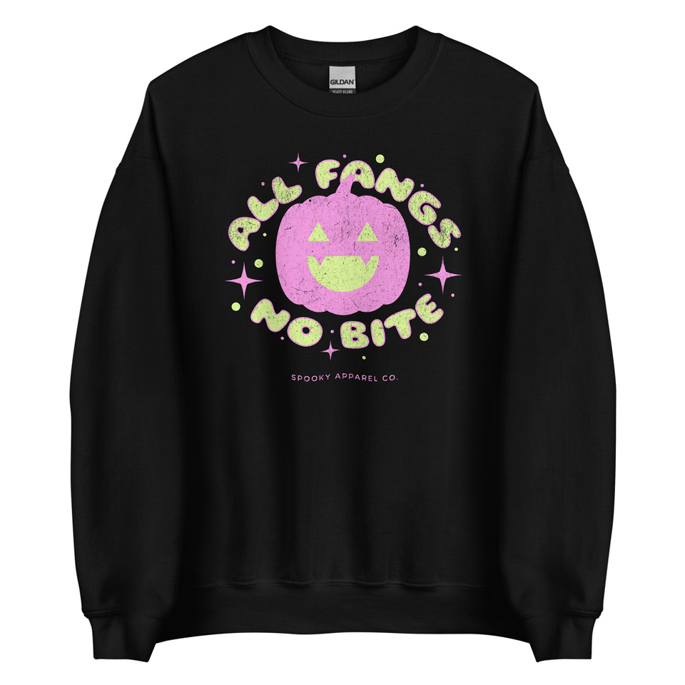 All Fangs No Bite - Halloween Unisex Crew Neck Sweatshirt