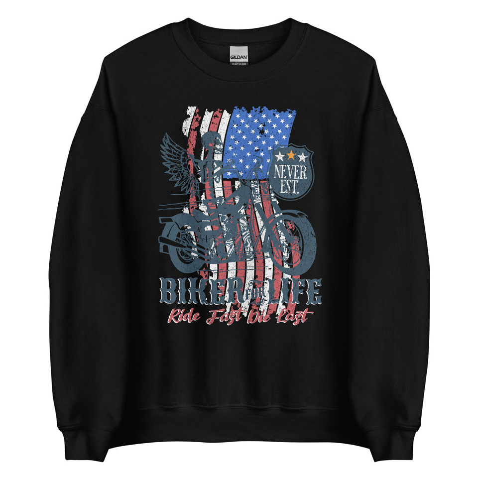 American Biker for Life Unisex Crew Neck Sweatshirt