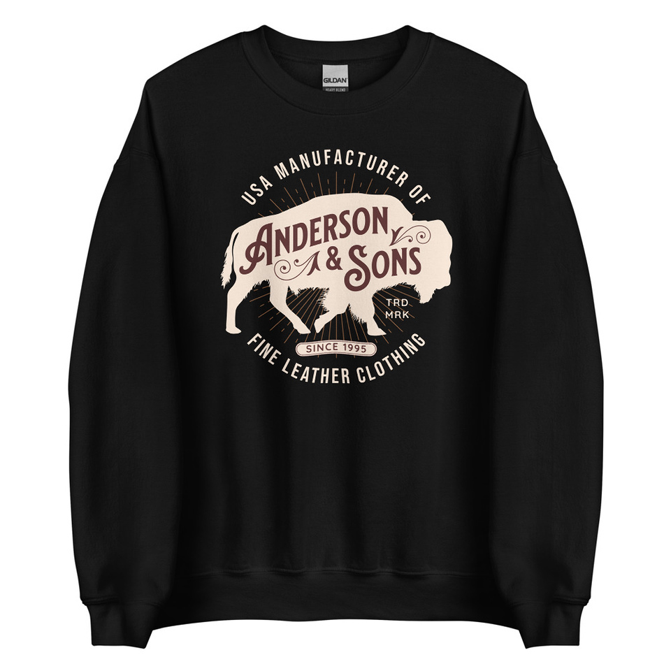 Anderson & Sons Leather Clothing - Buffalo Unisex Crew Neck Sweatshirt