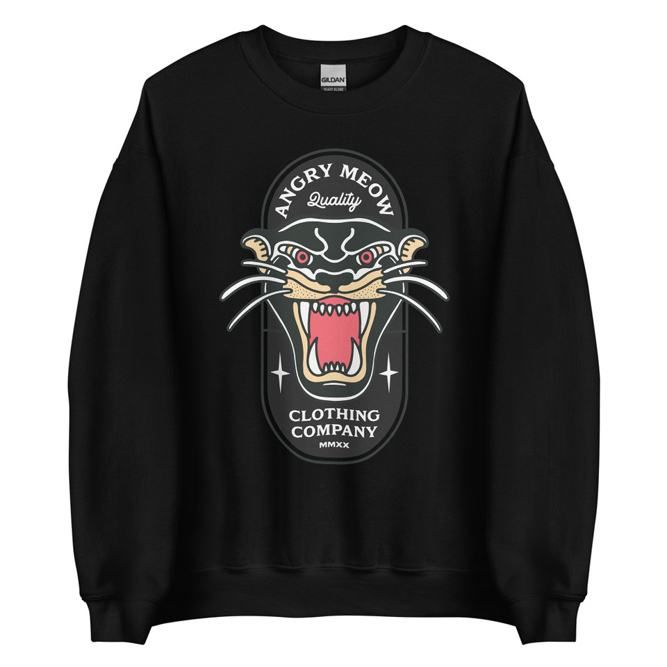 Angry Meow Clothing Company - Panther Unisex Crew Neck Sweatshirt