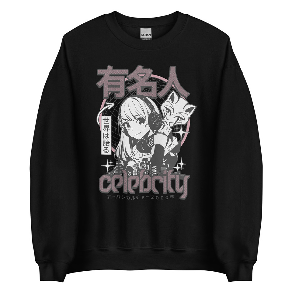 Anime Celebrity Girl - Japanese Cyber Streetwear Unisex Crew Neck Sweatshirt