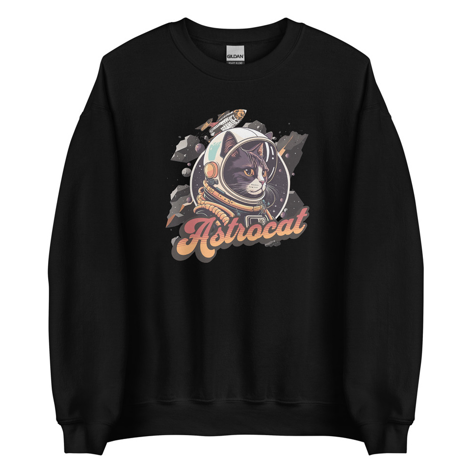 Astrocat - Retro graphic Unisex Crew Neck Sweatshirt