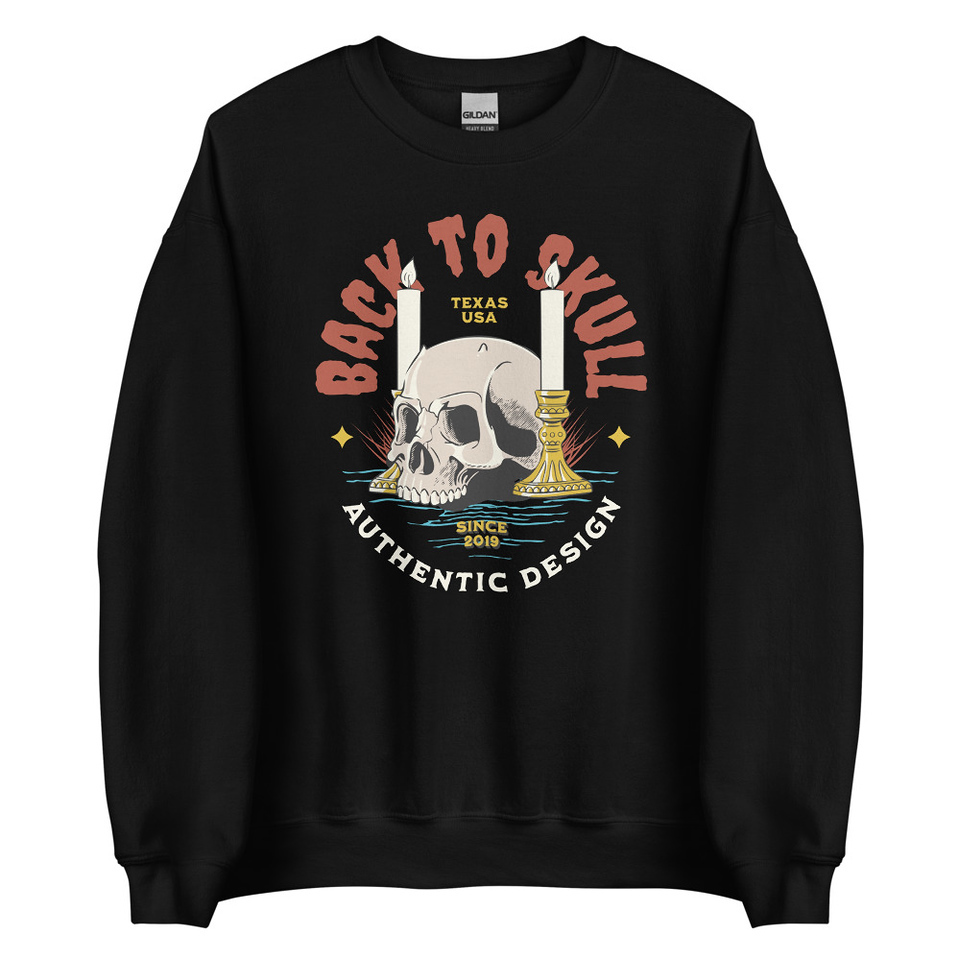 Back to Skull - Authenthic Design  Unisex Crew Neck Sweatshirt