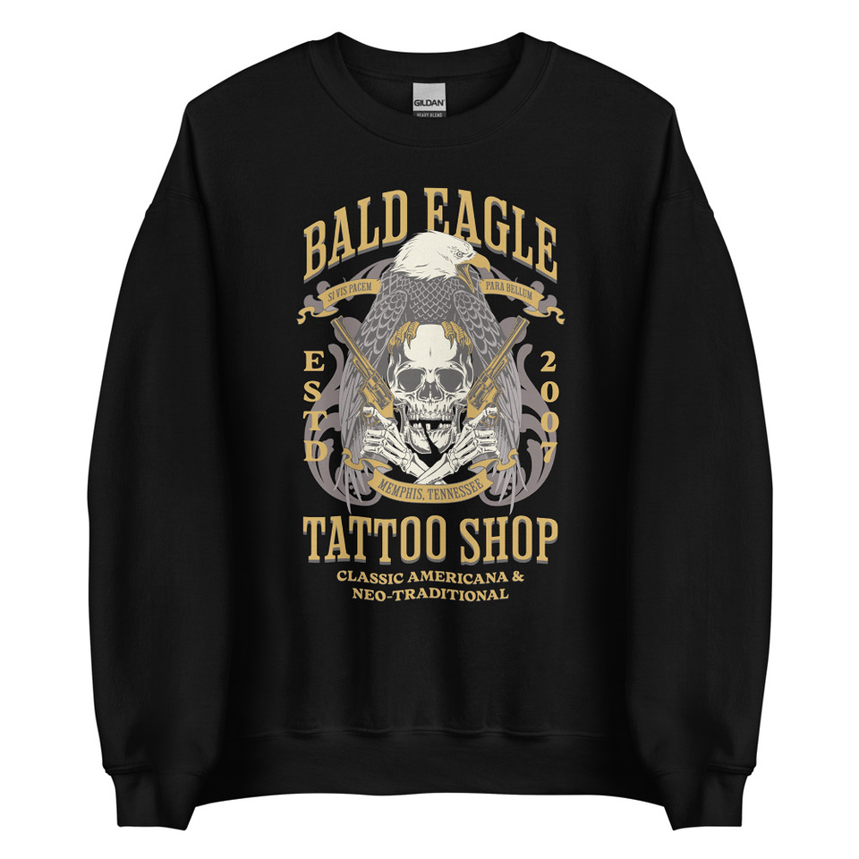 Bald Eagle Tattoo Shop - Skeleton Unisex Crew Neck Sweatshirt