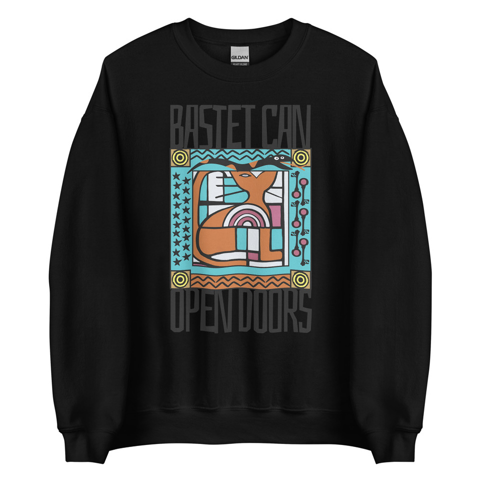 Bastet can Open Doors Unisex Crew Neck Sweatshirt