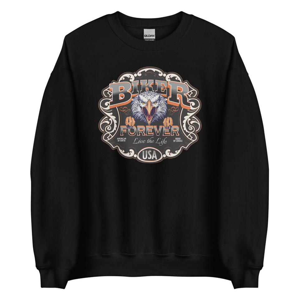 biker forever Unisex Crew Neck Sweatshirt