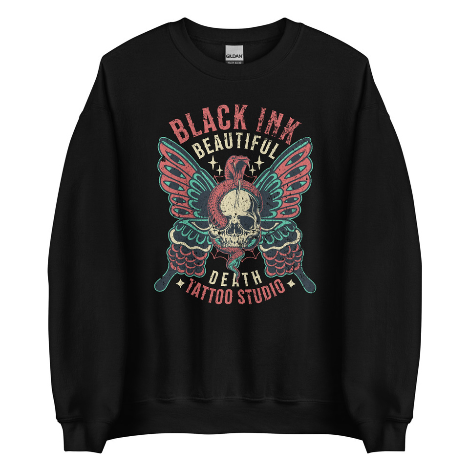 BLACK INK TATTOO Unisex Crew Neck Sweatshirt