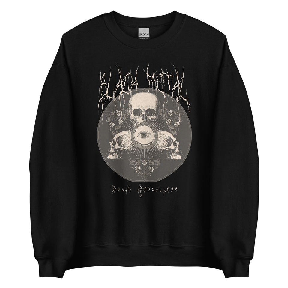 Black Metal - Hardcore skull theme design Unisex Crew Neck Sweatshirt