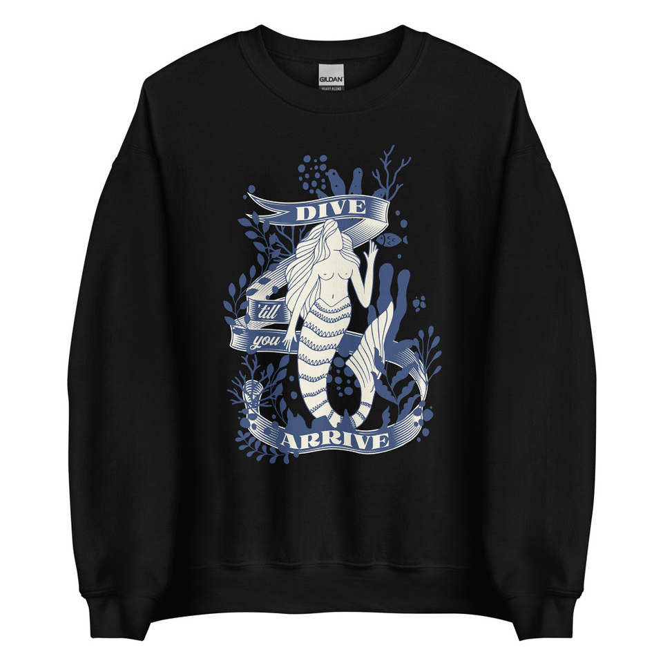 Blue Mermaid - Nautical Unisex Crew Neck Sweatshirt