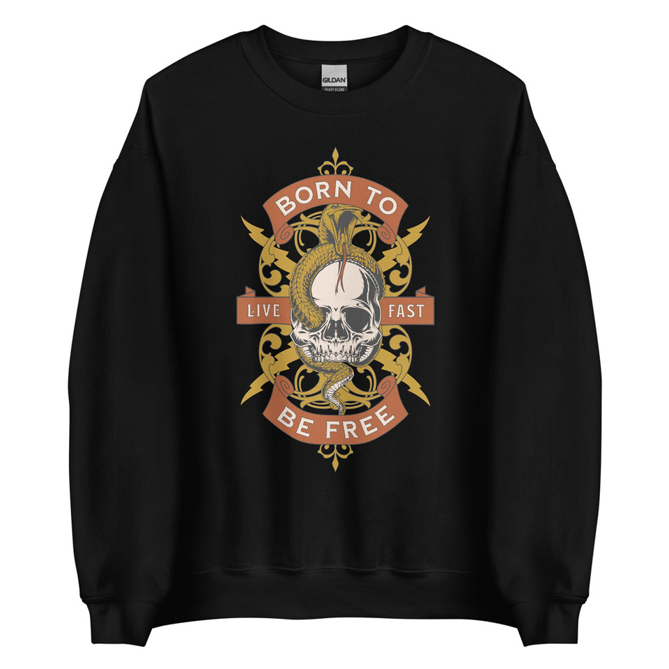 Born To Be Free - Skull Unisex Crew Neck Sweatshirt