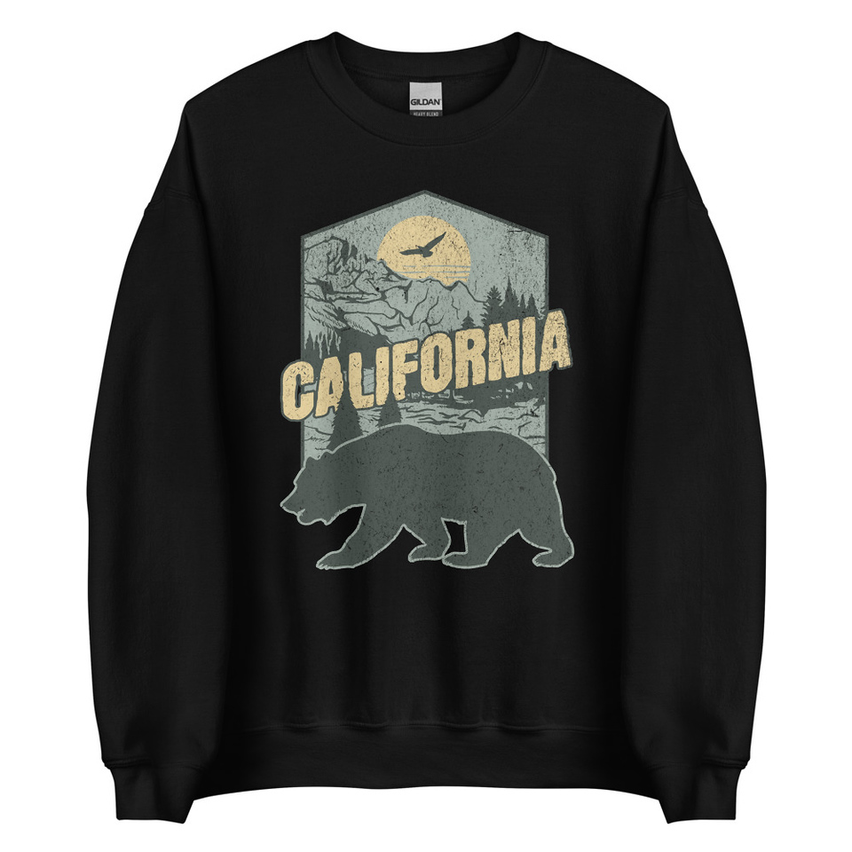California Bear - Outdoors Wilderness Camping Hiking Unisex Crew Neck Sweatshirt