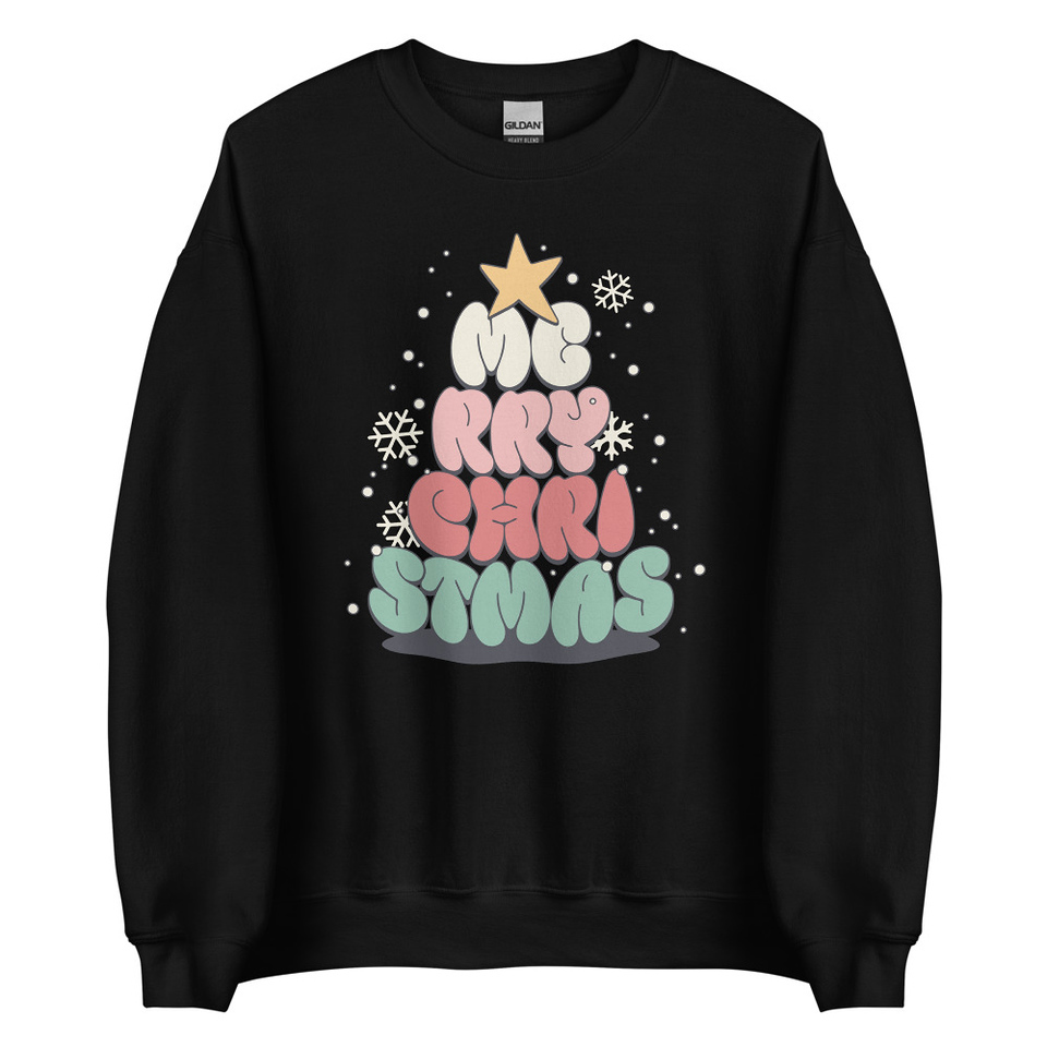 Cartoony Christmas Tree Unisex Crew Neck Sweatshirt