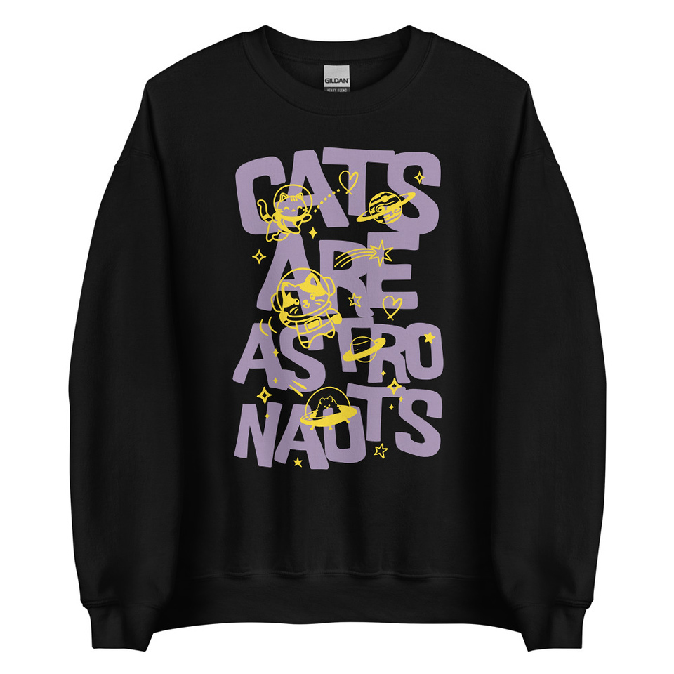Cats are Astronauts Unisex Crew Neck Sweatshirt
