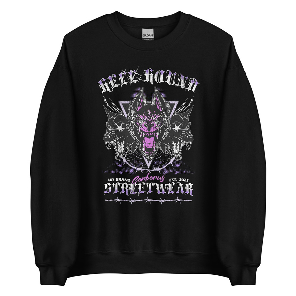 Cerberus Hell Hound Streetwear - Dark Aesthetic Unisex Crew Neck Sweatshirt