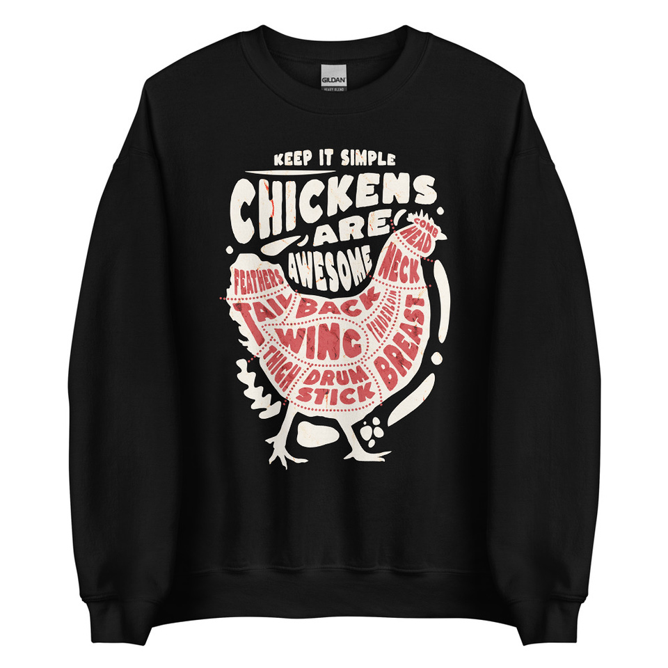 Chickens Are Awesome - Butcher Cuts Unisex Crew Neck Sweatshirt
