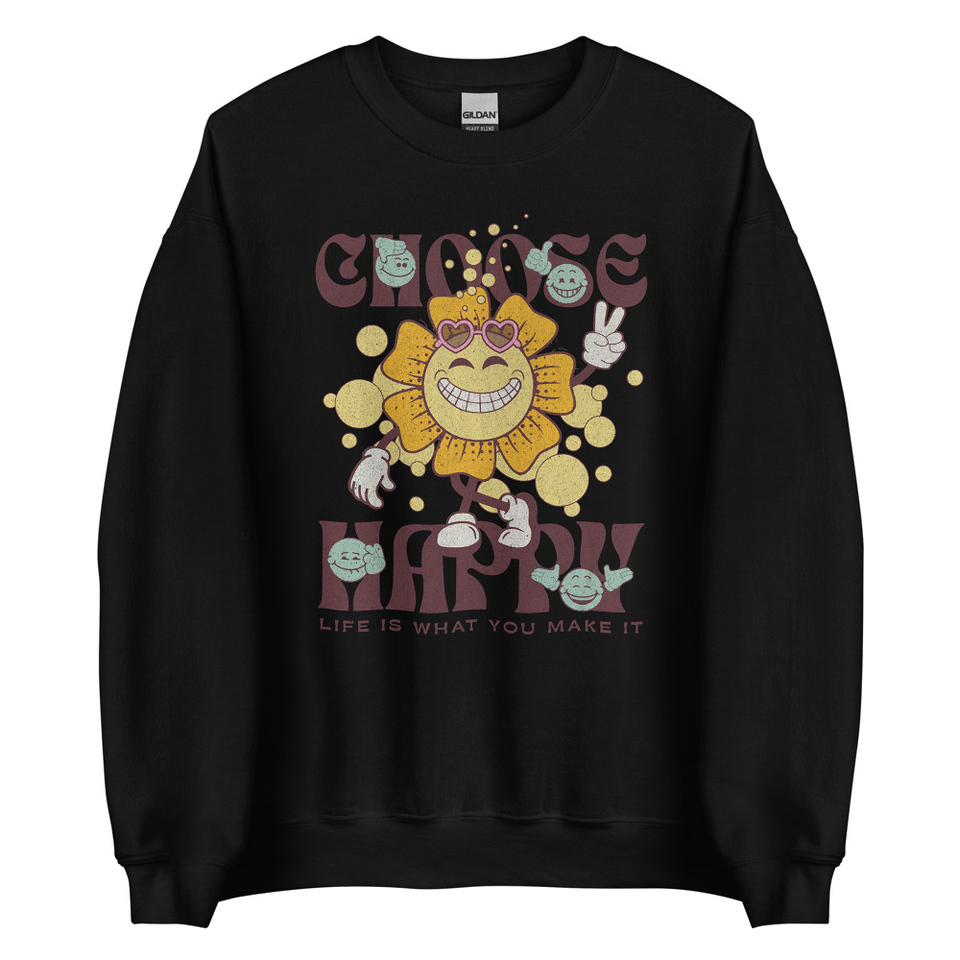 Choose Happy Unisex Crew Neck Sweatshirt