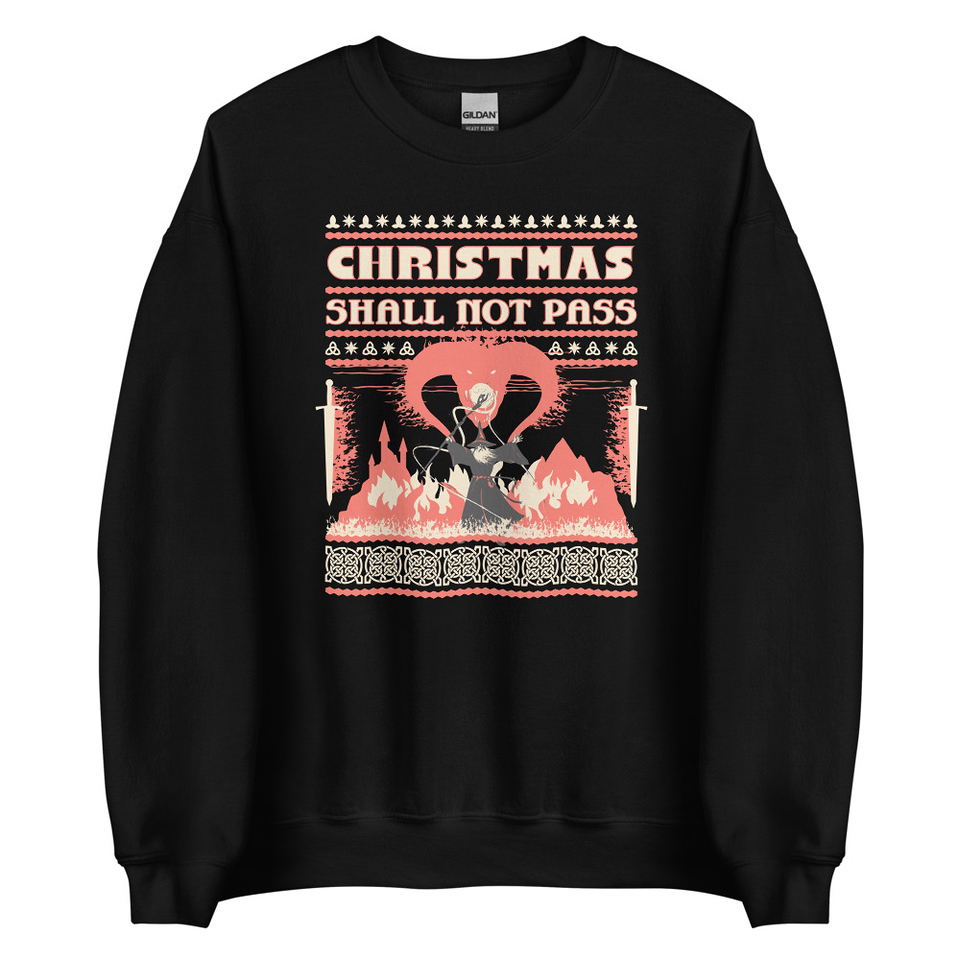 Christmas Shall Not Pass - Flaming Wizard Unisex Crew Neck Sweatshirt