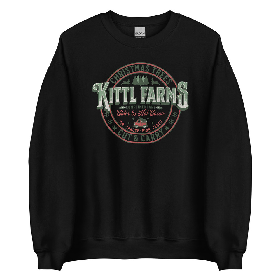 Christmas Tree Farm - Vintage Holiday Badge Unisex Crew Neck Sweatshirt
